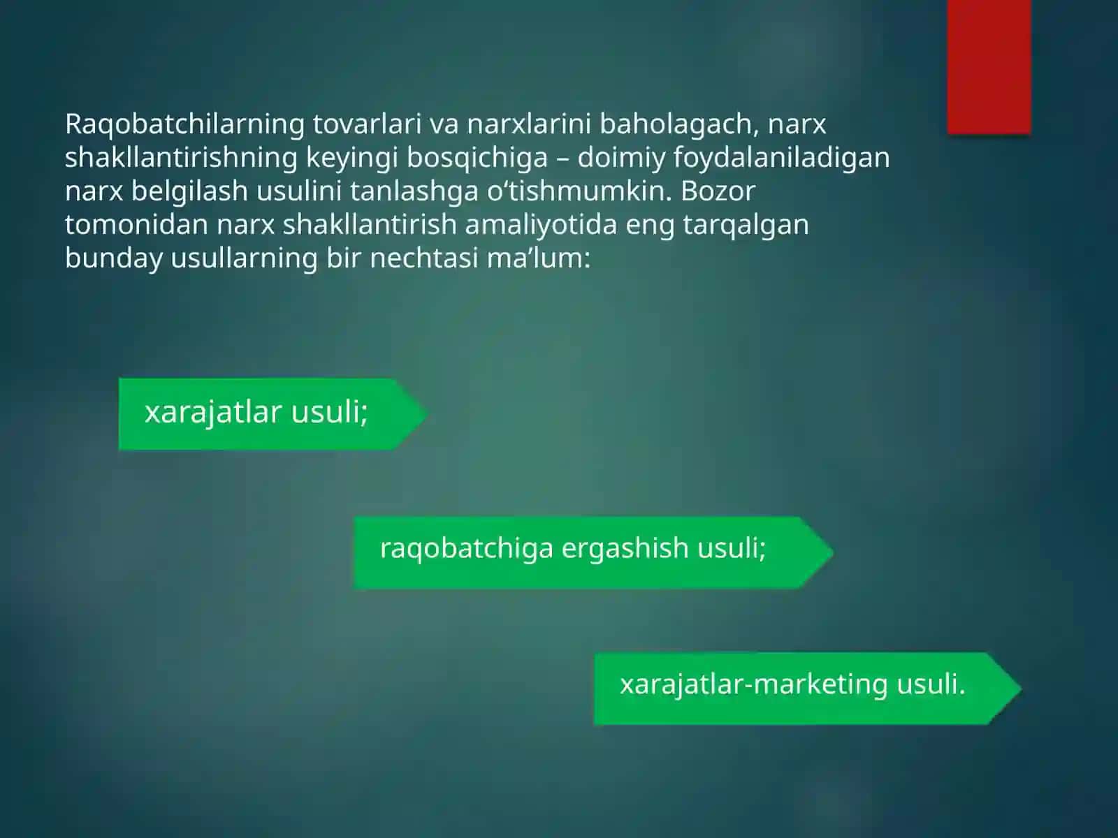 INNOVATSION MAHSULOTLARGA NARXNI SHAKLLANISHI 4
