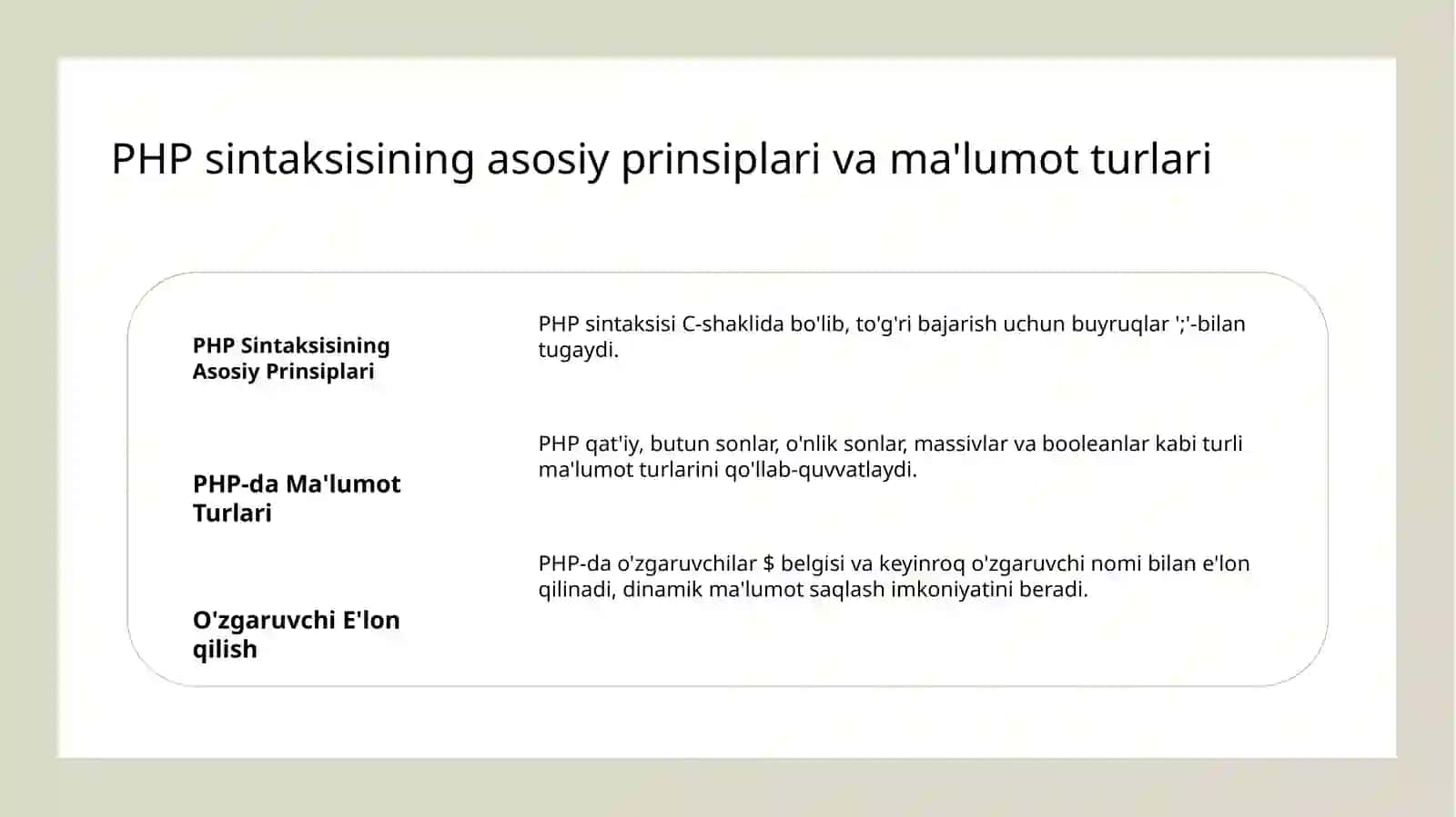 PHP dasturlash tilli va uning imkoniyatlari 4