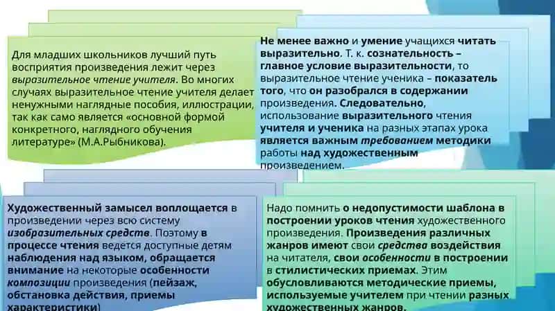 Методика работы над эпическими произведениями в начальных классах 4