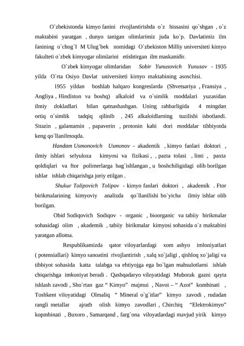 O`ZBEKISTON KIMYO FANI VA KIMYO SANOATI RIVOJLANGAN DAVLAT 4