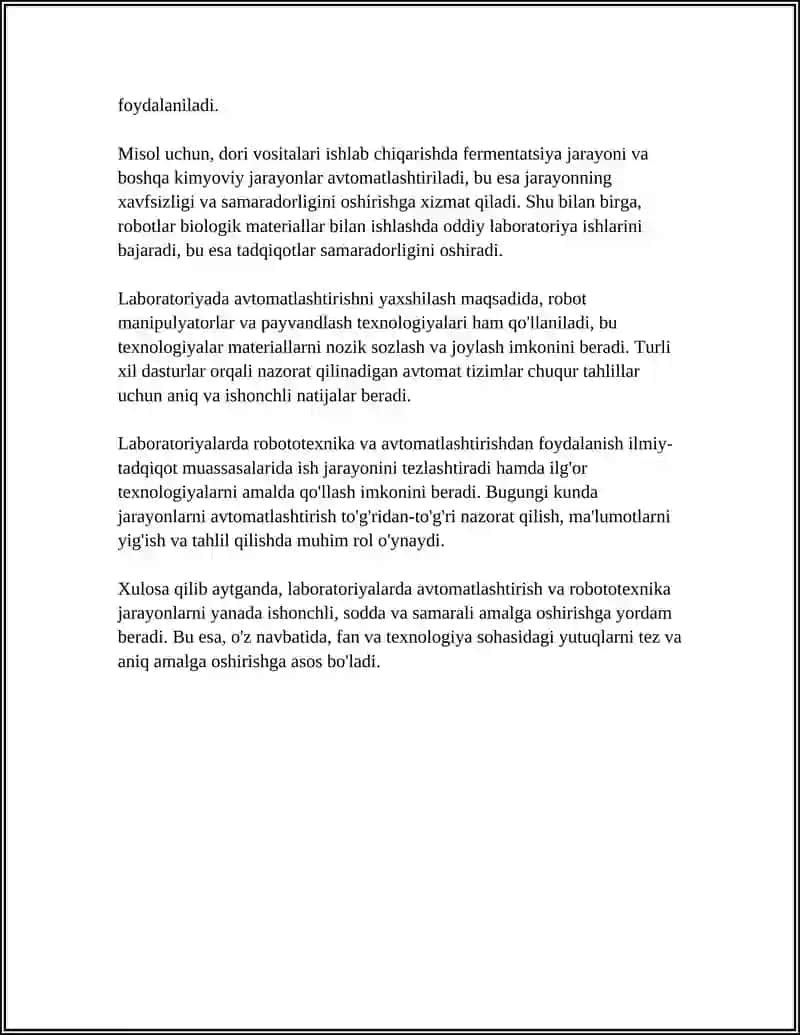 Laboratoriya jarayonlarini avtomatlashtirish va robototexnika 4