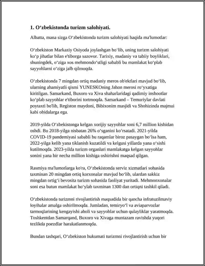 Oʻzbekistonda Turizm Salohiyati 4