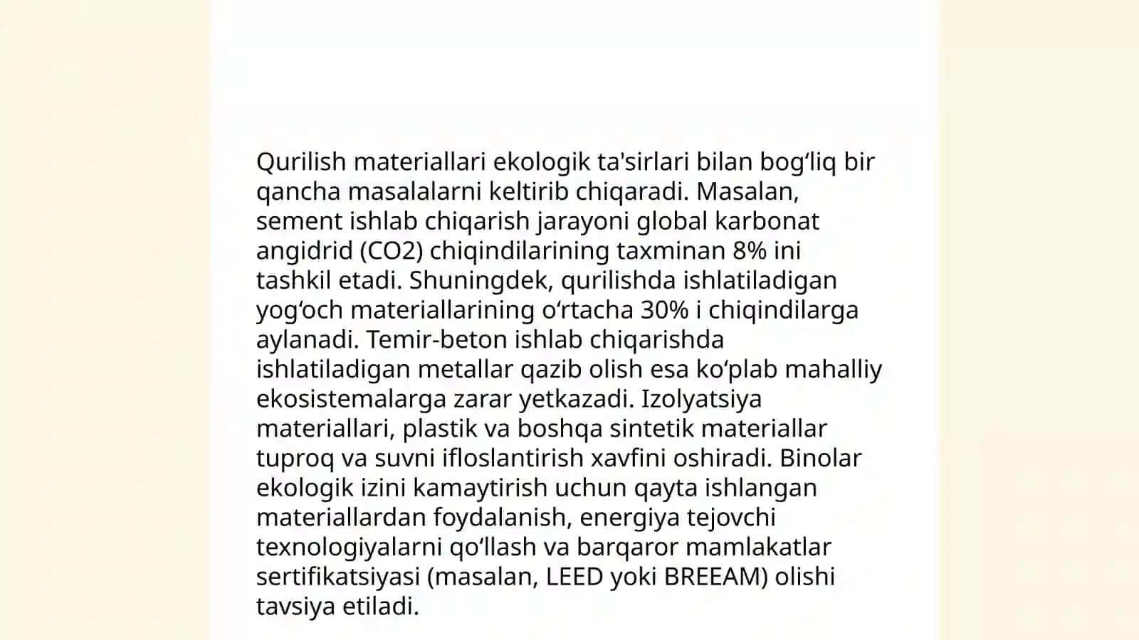Ekologik joy, hududning qurilish materiallarga ta'siri 4