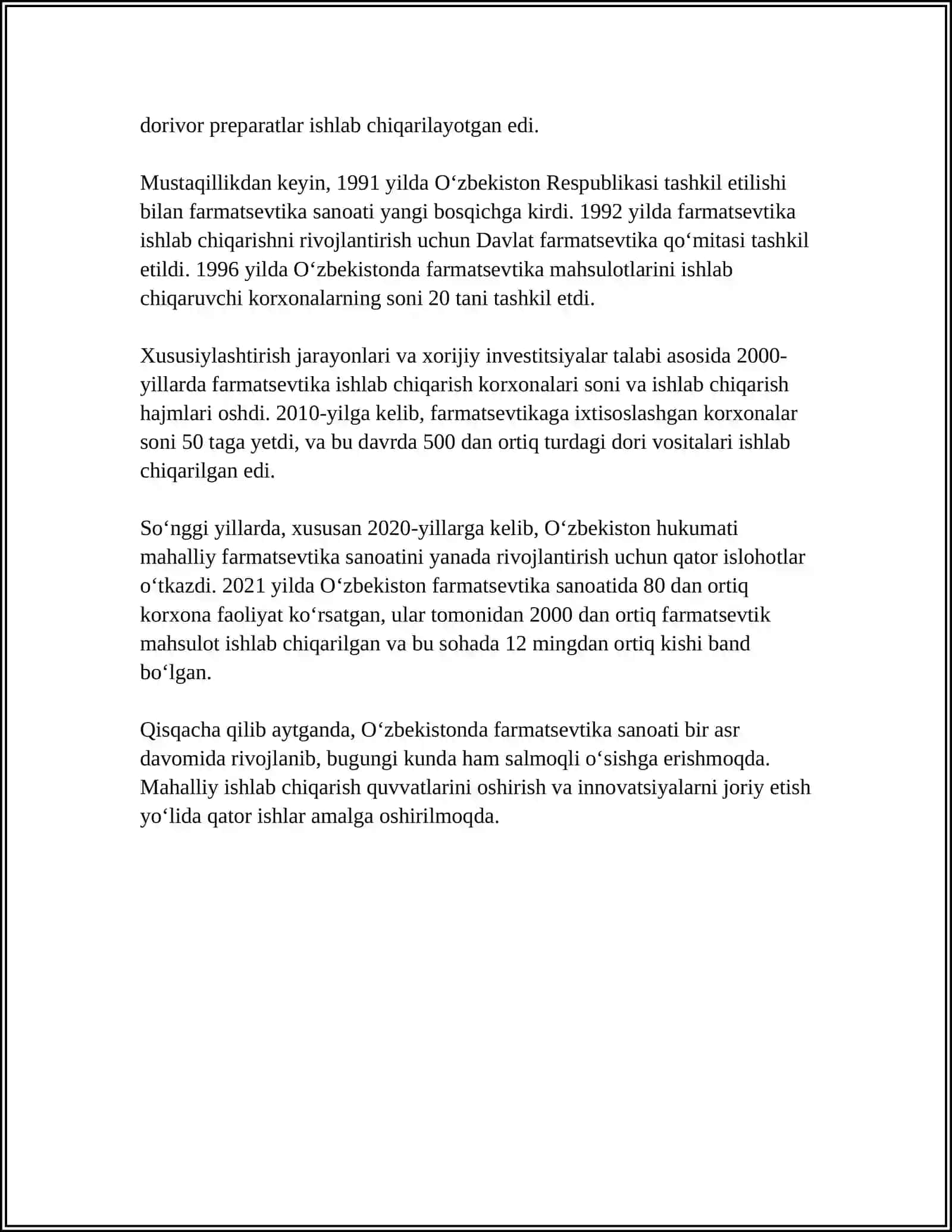 O‘zbekistonda Farmasevtik Ishlab Chiqarish Korxonalari va Ularning Turlari 4