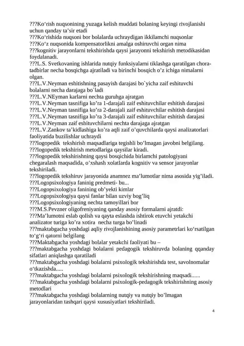 PSIHOLOGIK VA PEDAGOGIK DIAGNOSTIKA 4