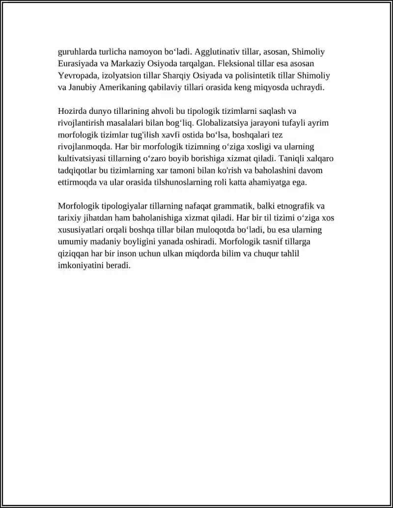 TILLARNING MORFOLOGIK TASNIFI.DUNYO TILLARINING HOZIRGI HOLATI 4