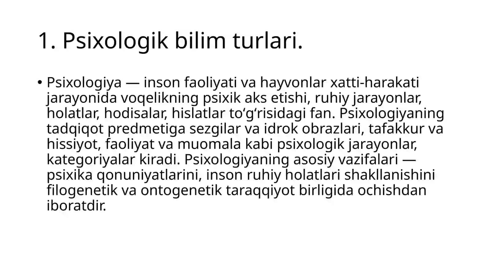 Psixologiya fanining rivojlanish bosqichlari 4