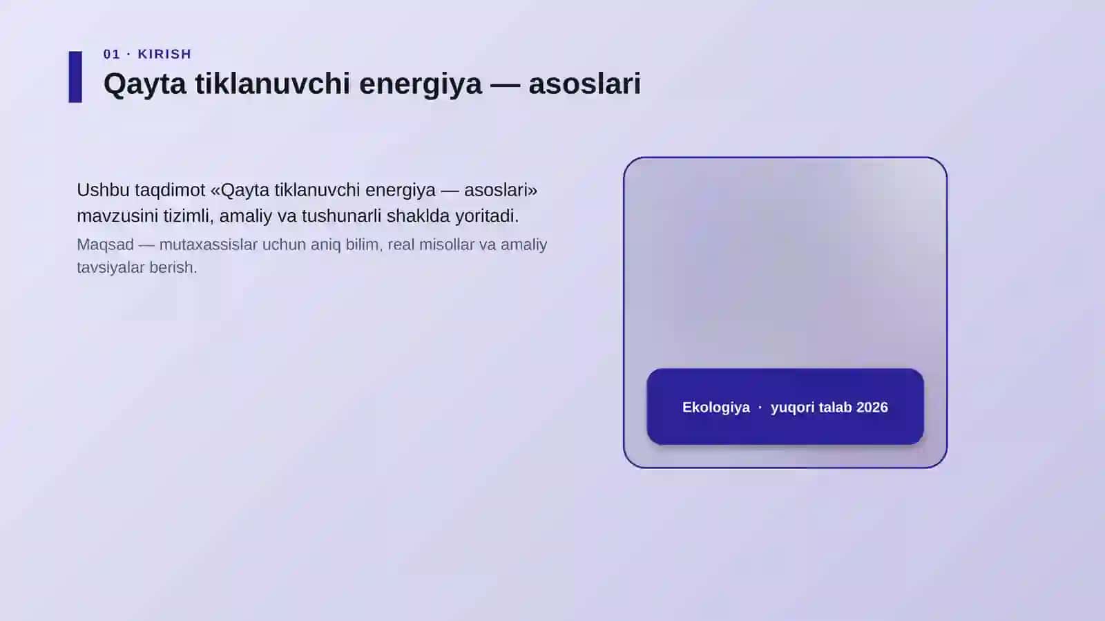 Qayta tiklanuvchi energiya — asoslari 4