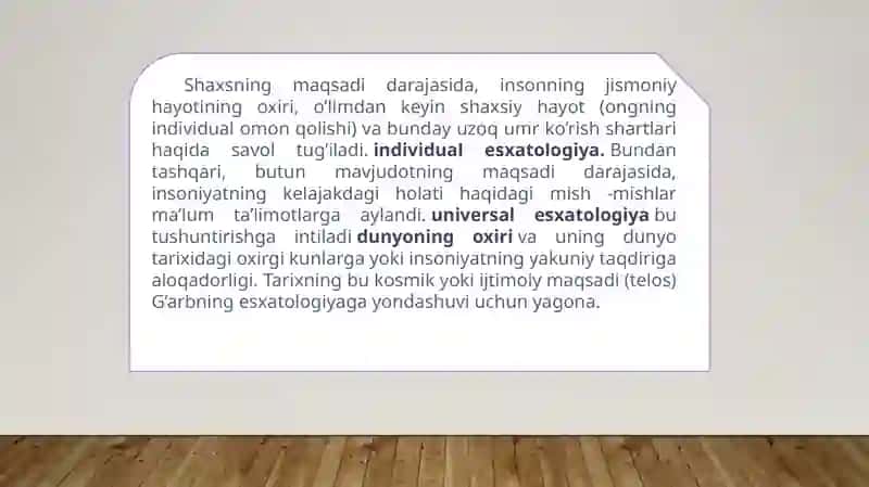 Esxatologiyaning mohiyati. Qiyomat va oxirat dunyosi. 4