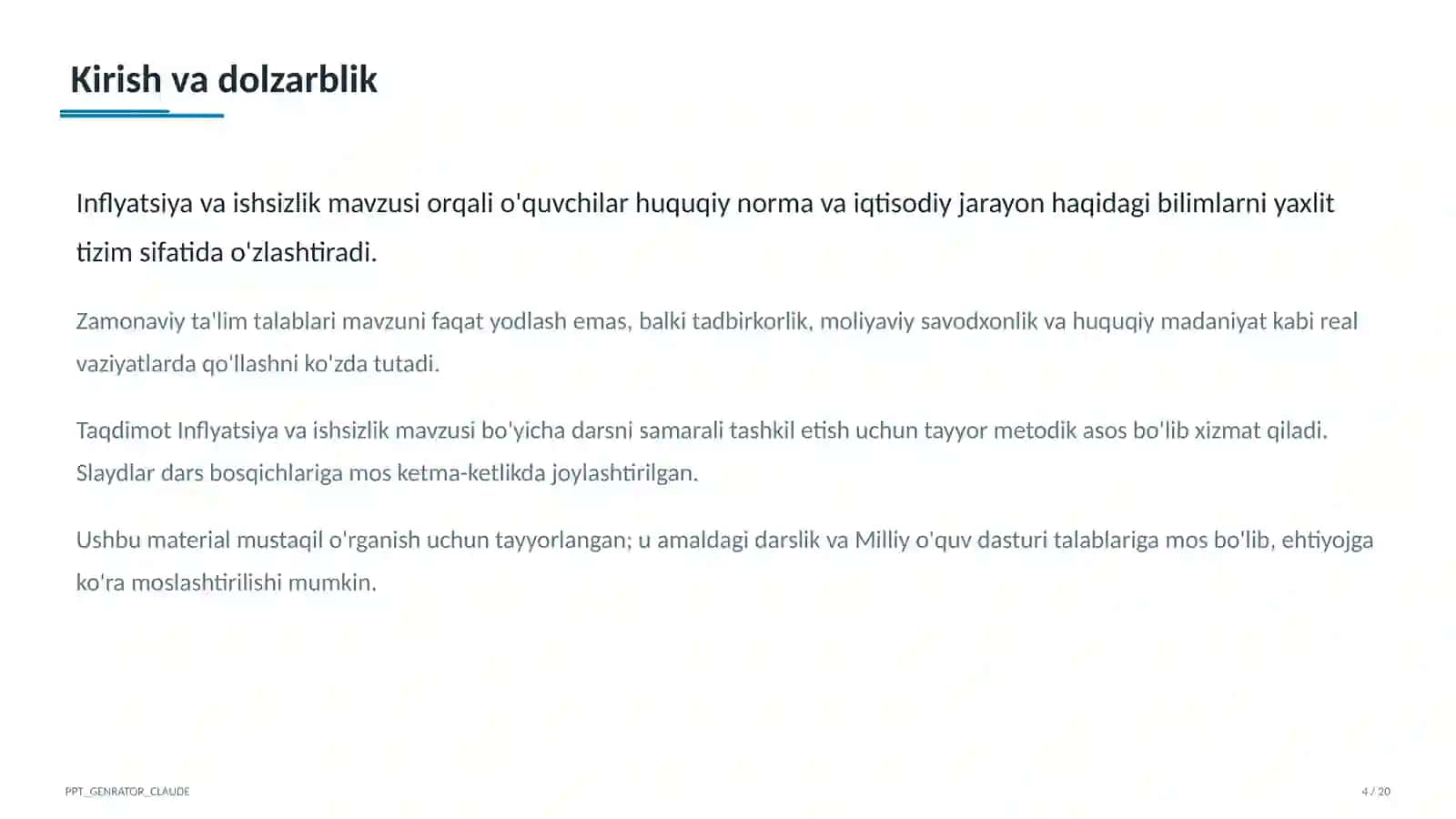 Inflyatsiya va ishsizlik (11-sinf) 4