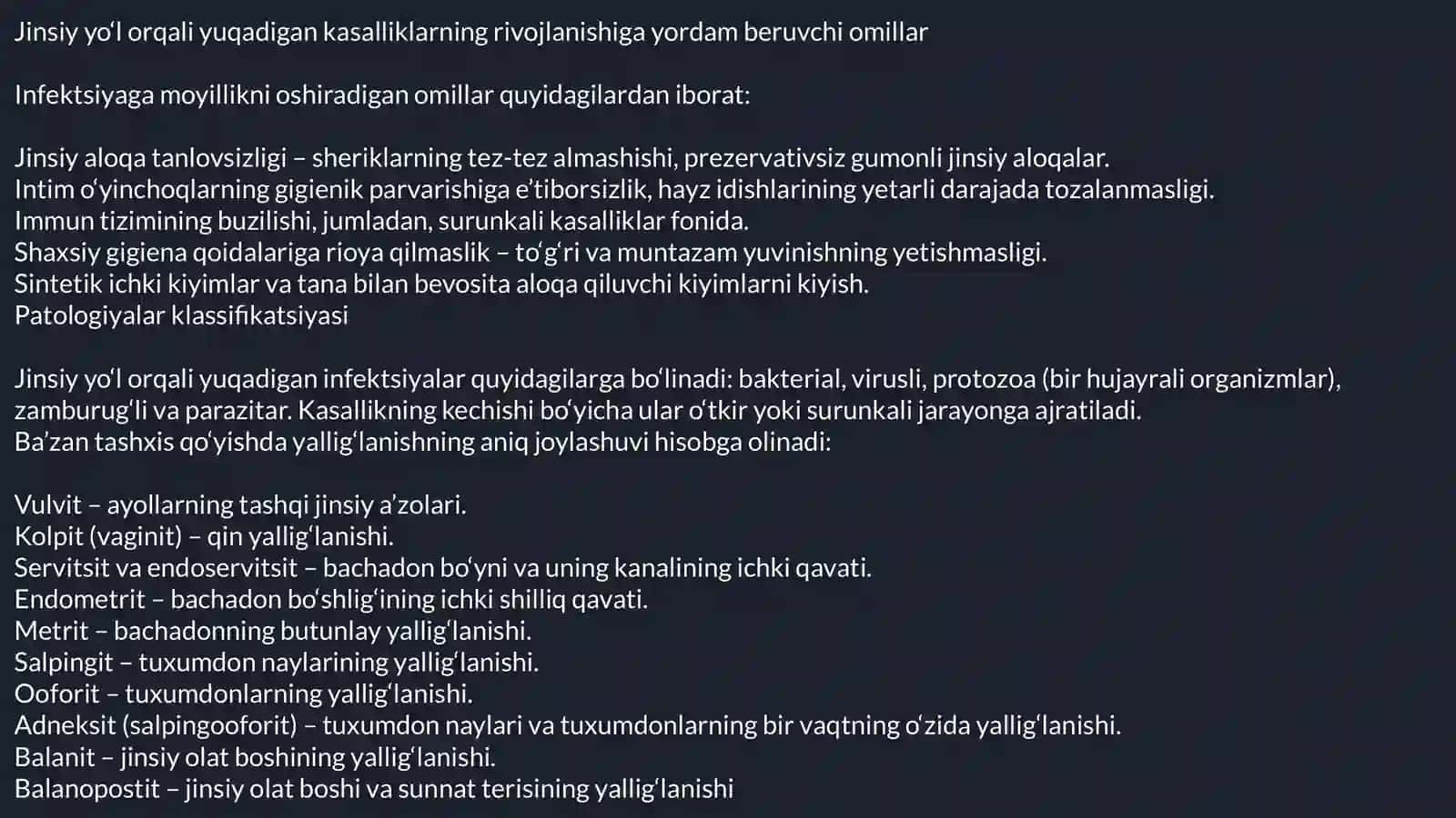 Ayollar va erkaklar reproduktiv azolari kasalliklari 4