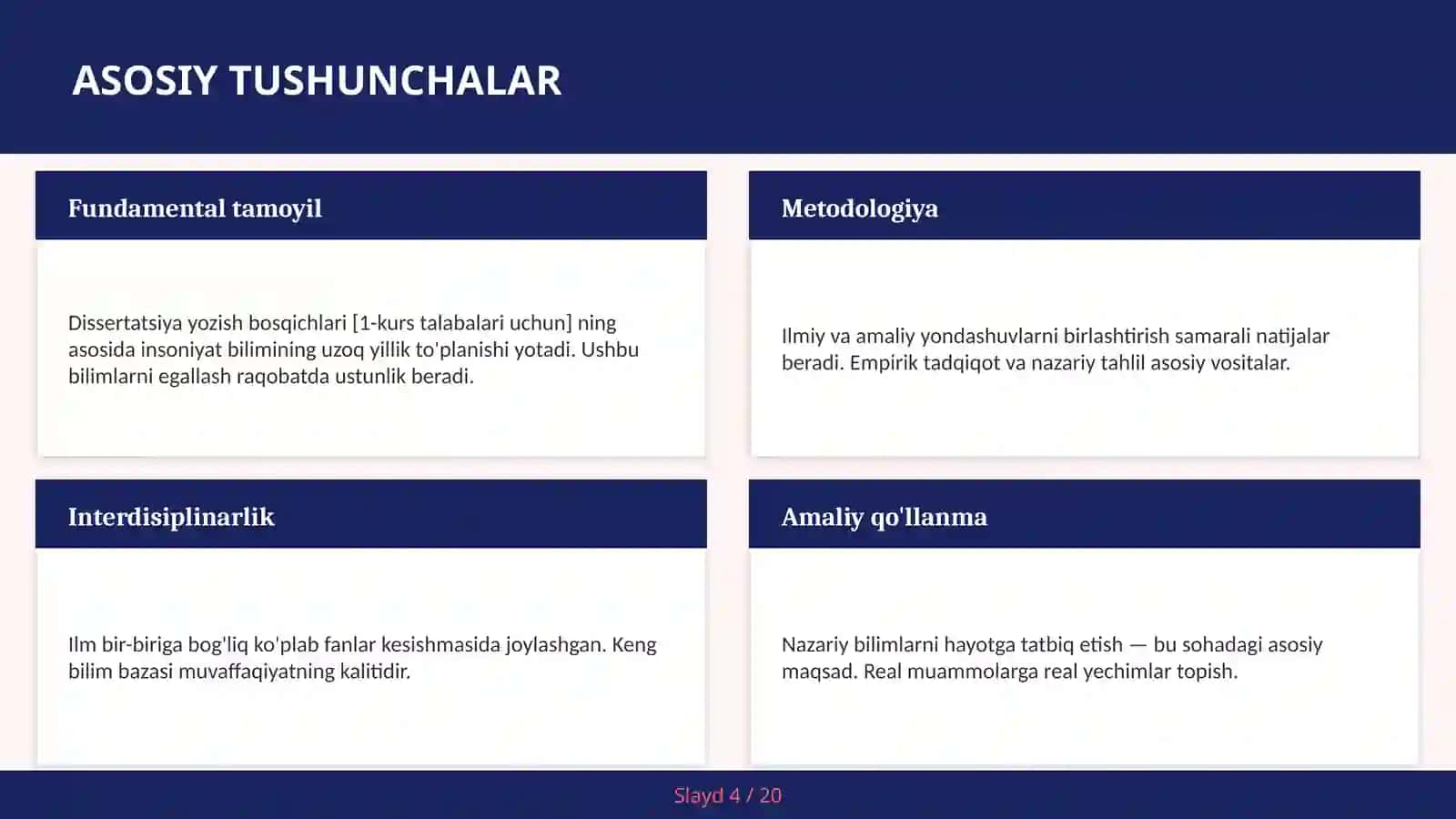 Dissertatsiya yozish bosqichlari [1-kurs talabalari uchun] 4