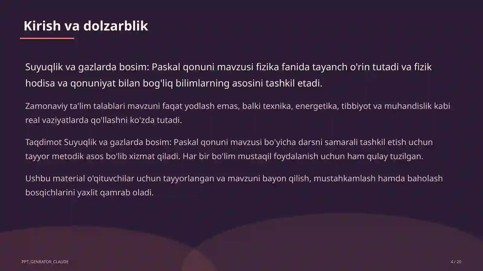 Suyuqlik va gazlarda bosim: Paskal qonuni (7-sinf) 4