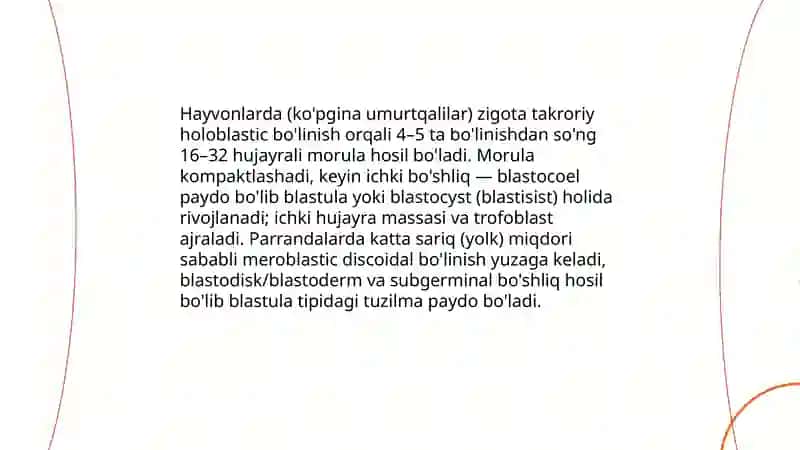Hayvon va parrandalarning embrion taraqqiyoti 4