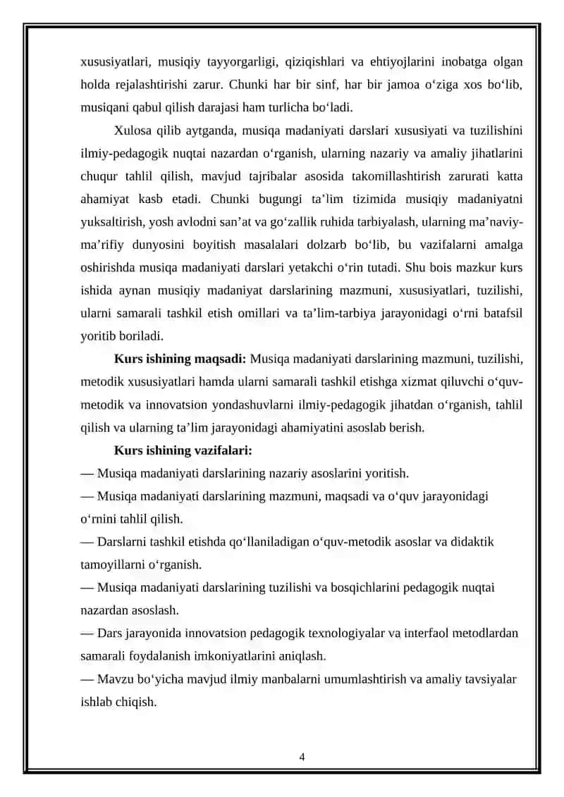 Musiqa madaniyati darslari xususiyati va tuzilishi 4