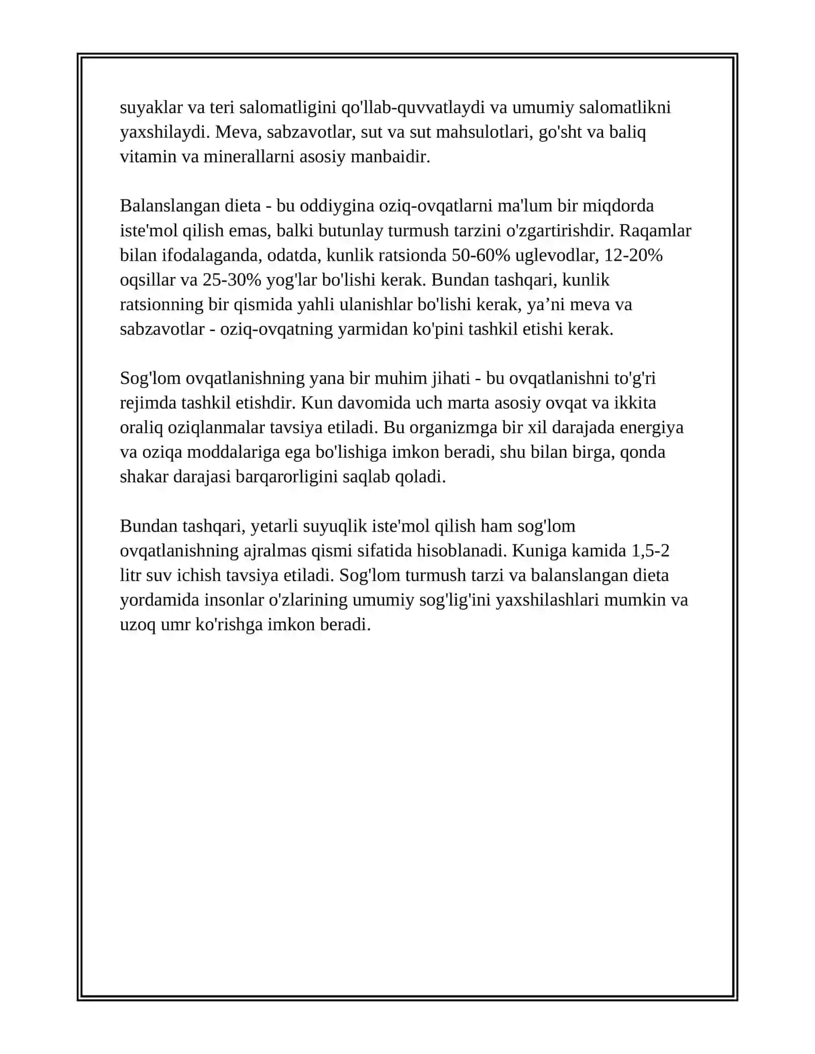 MUSTAQIL ISH: SOG'LOM TURMUSH TARZI VA UNING SALOMATLIGI 4