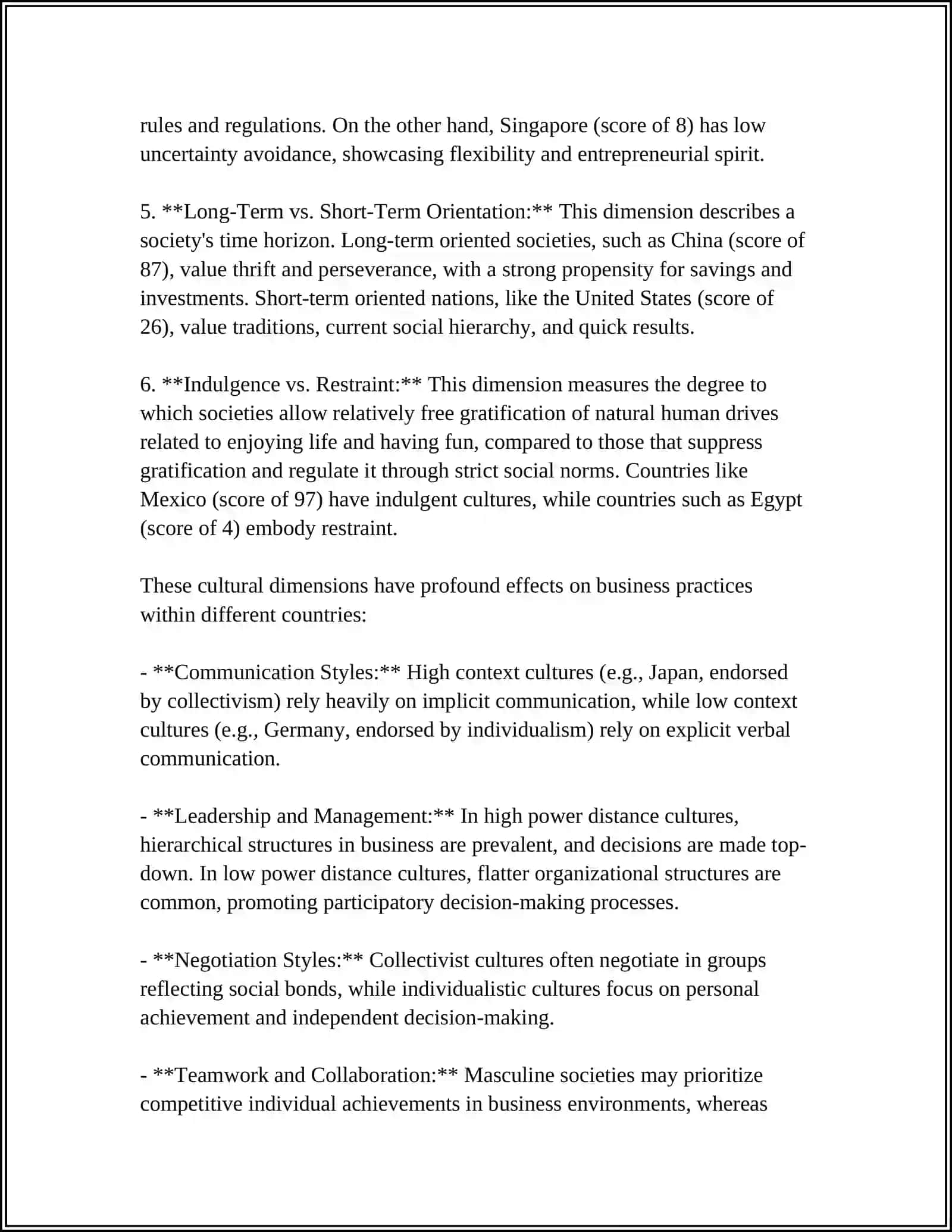 Cultural Dimensions and Business Practices 4