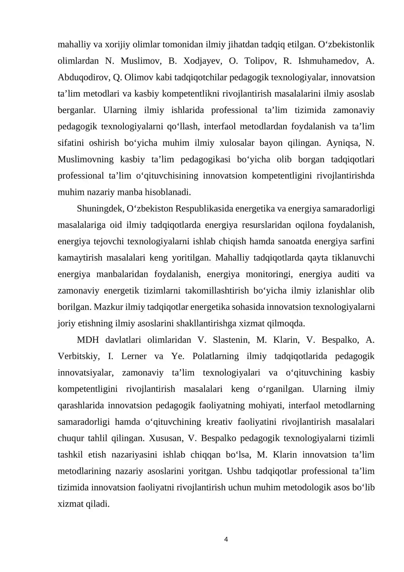 PROFESSIONAL TA’LIM O‘QITUVCHISINI INOVATSION FAOLIYATINI RIVOJLANTIRISH 4