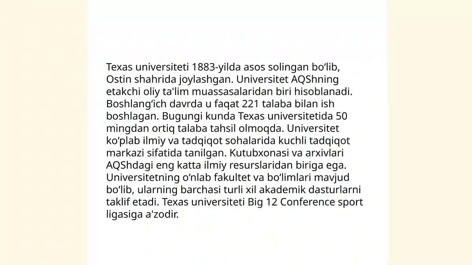 Texas Universitetining Ta'lim Dasturlari 4