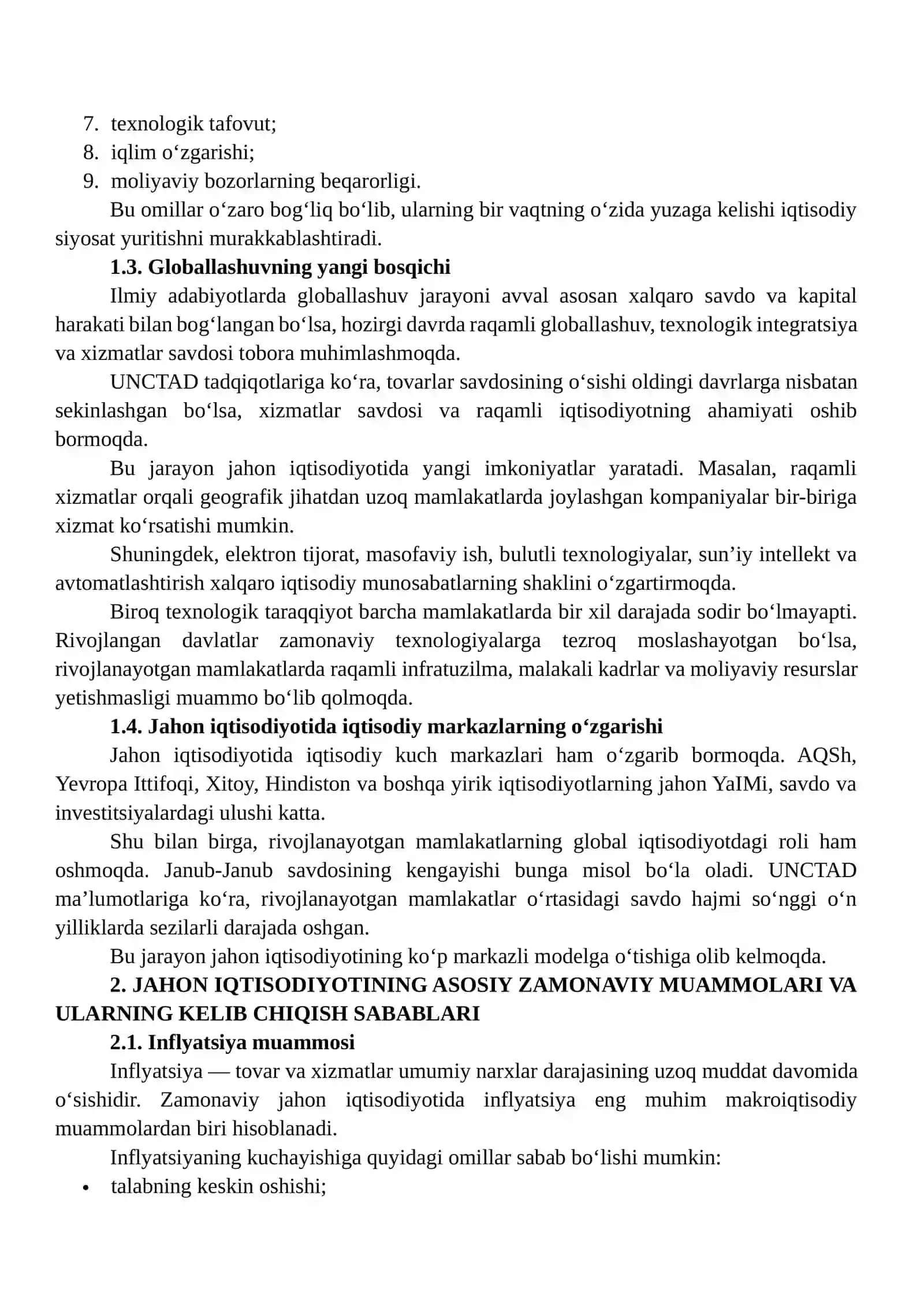 Jahon iqtisodiyotining zamonaviy muammolari va ularni hal etish yo'llari bo'yicha ilmiy maqolalarni tahlil qilish 4