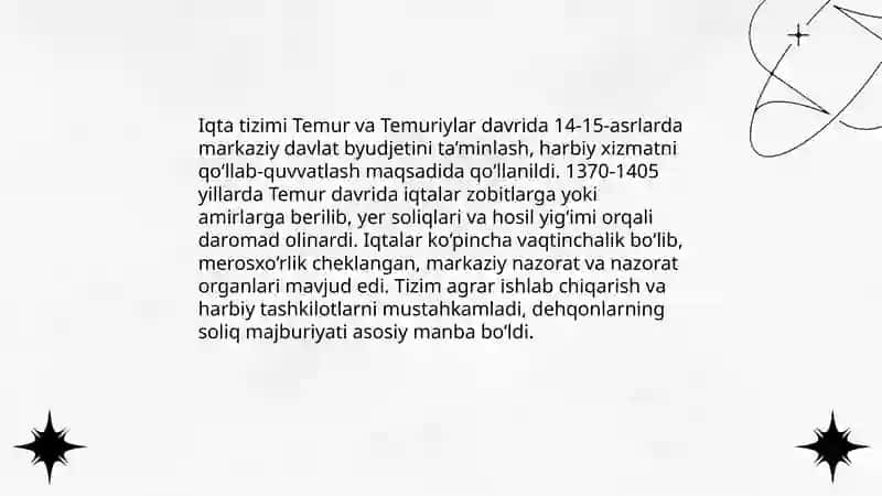 Temur va temuriylar davri iqtisodiy g‘oyalari 4