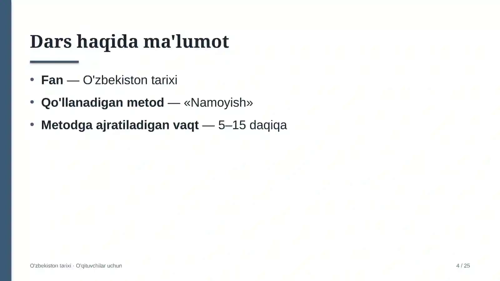 o'zbekiston tarixi darslarida namoyish metodidan foydalanish 2677 4