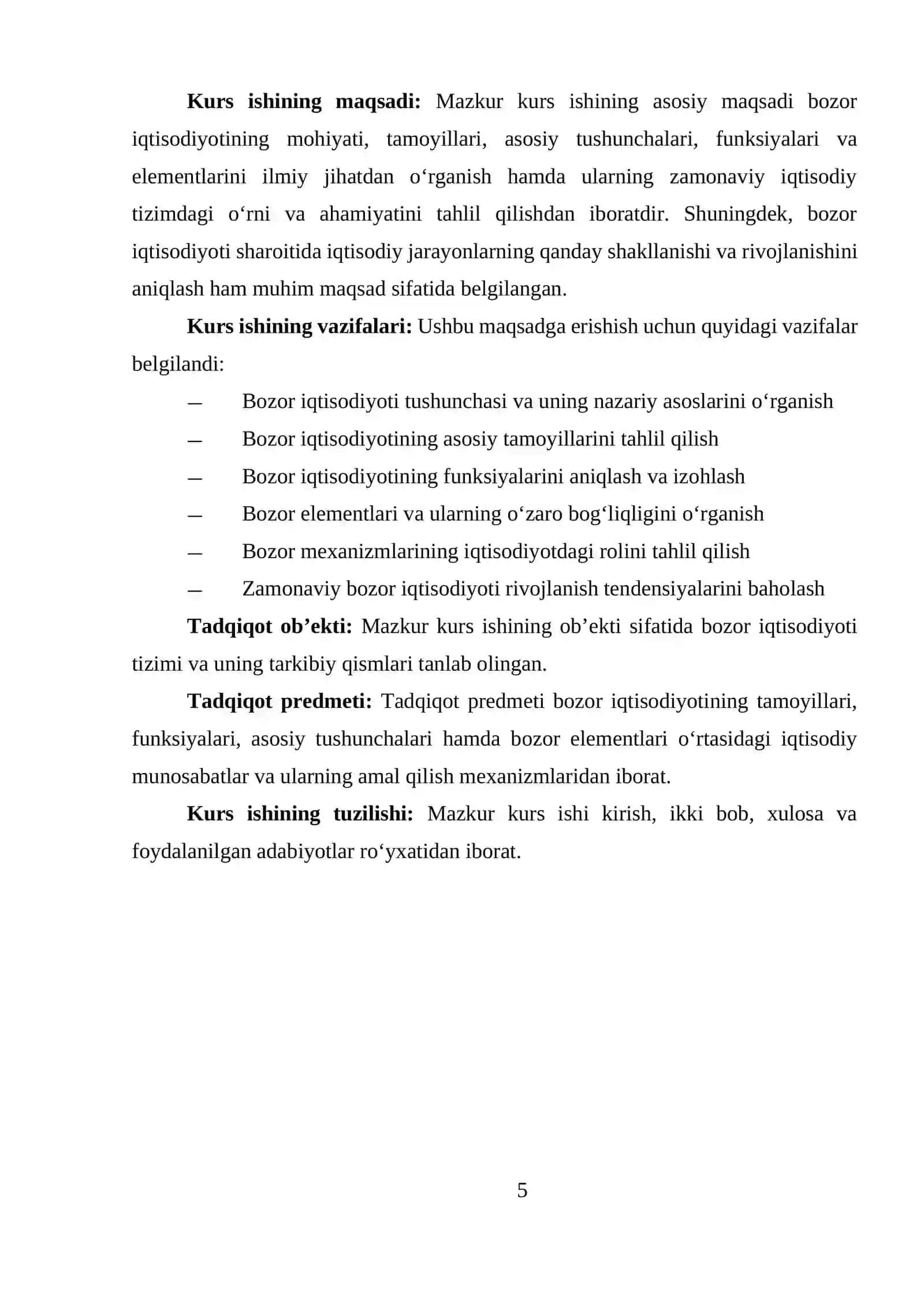 BOZOR IQTISODIYOTI: UNING TAMOYILLARI, TUSHUNCHALARI, FUNKSIYALARI VA BOZOR ELEMENTLARI 4