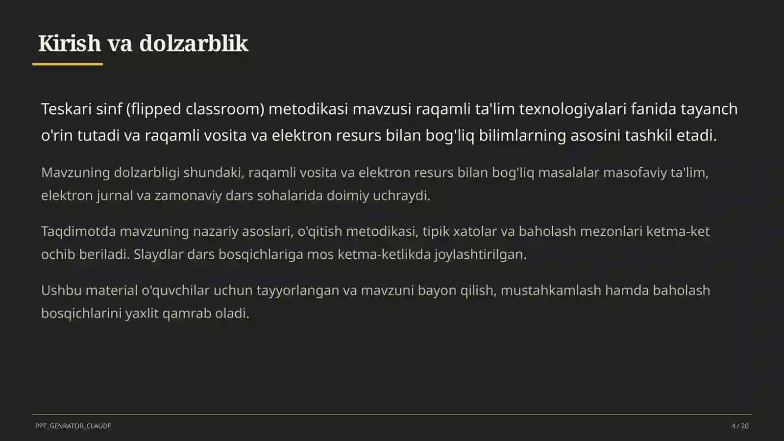 Teskari sinf (flipped classroom) metodikasi 4