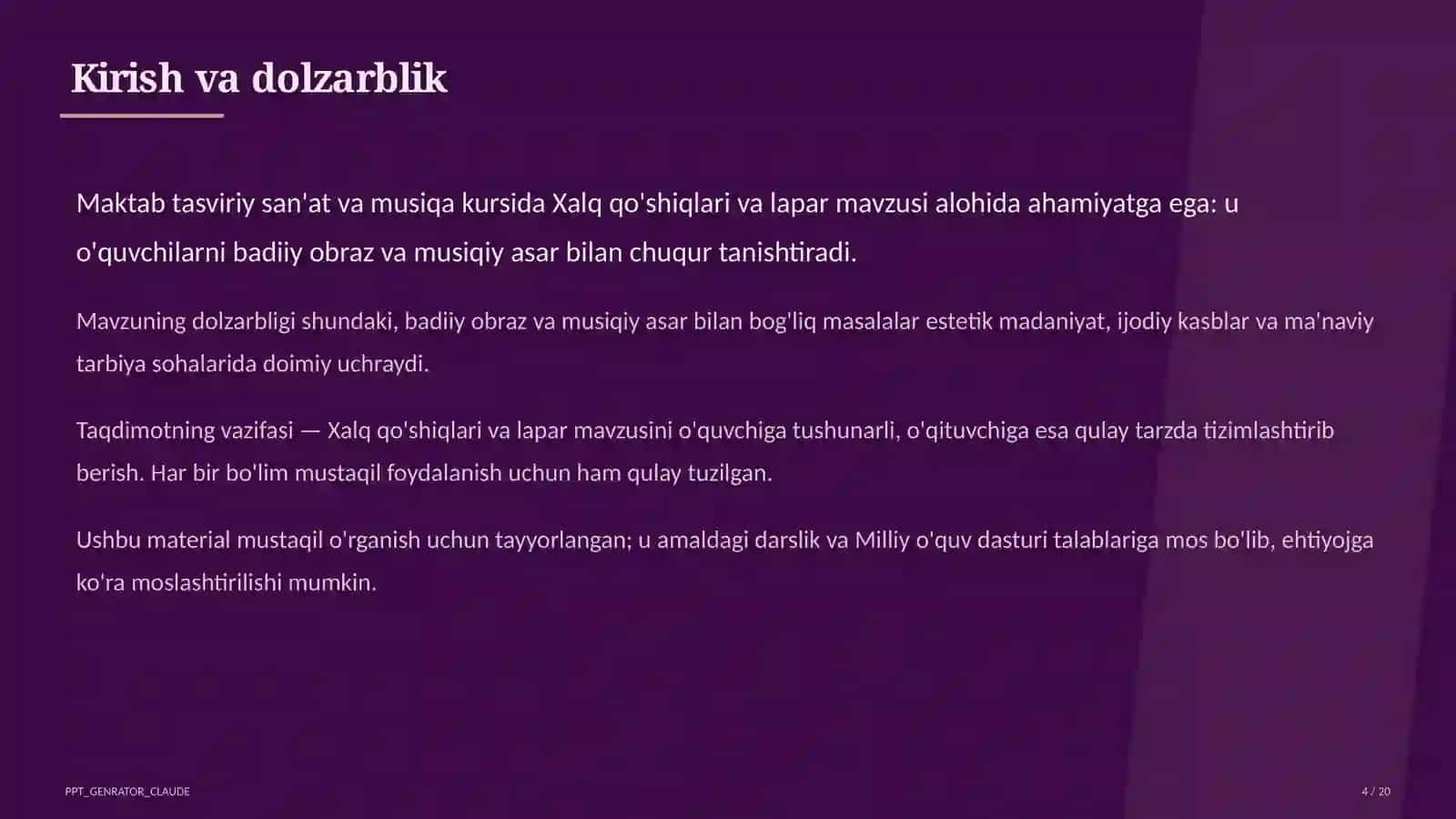 Xalq qo'shiqlari va lapar (3-sinf) 4