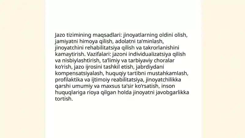 Jinoiy jazo tushunchasi va tizimi 4