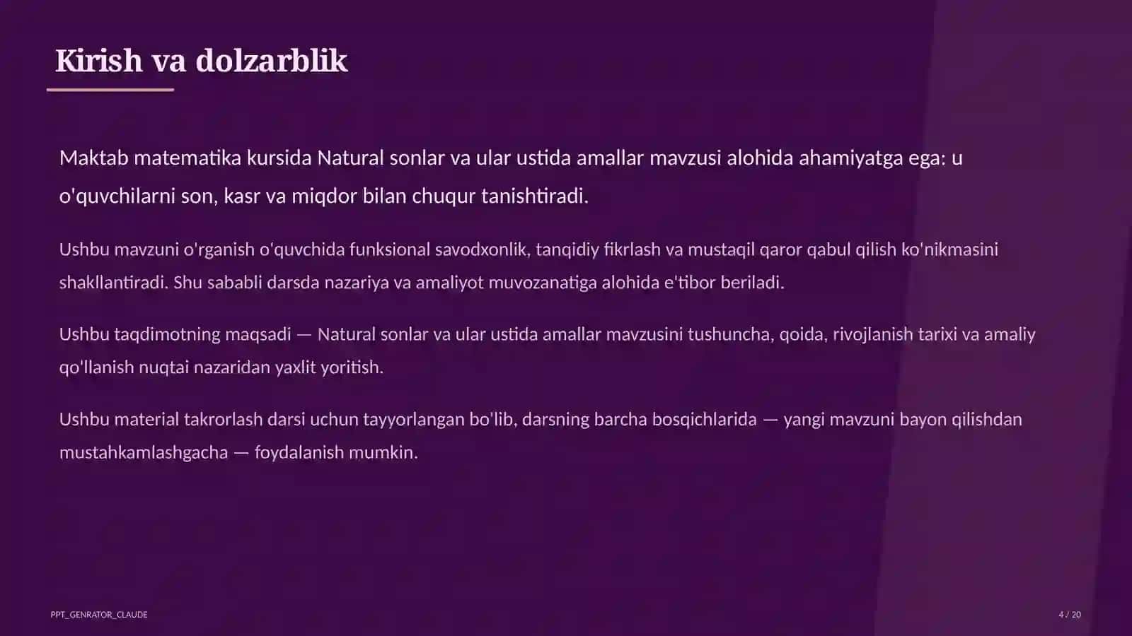 Natural sonlar va ular ustida amallar (5-sinf) 4