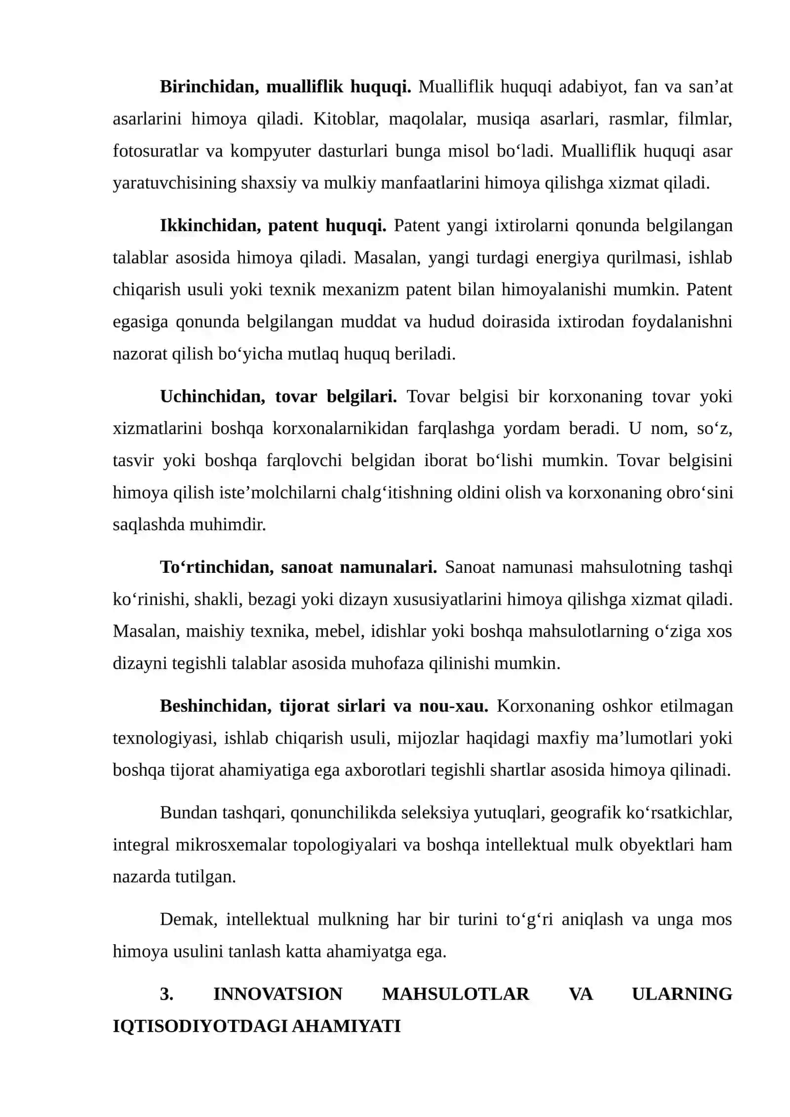 INTELLEKTUAL MULK VA INNOVATSION MAHSULOTLARNI HIMOYA QILISH 4