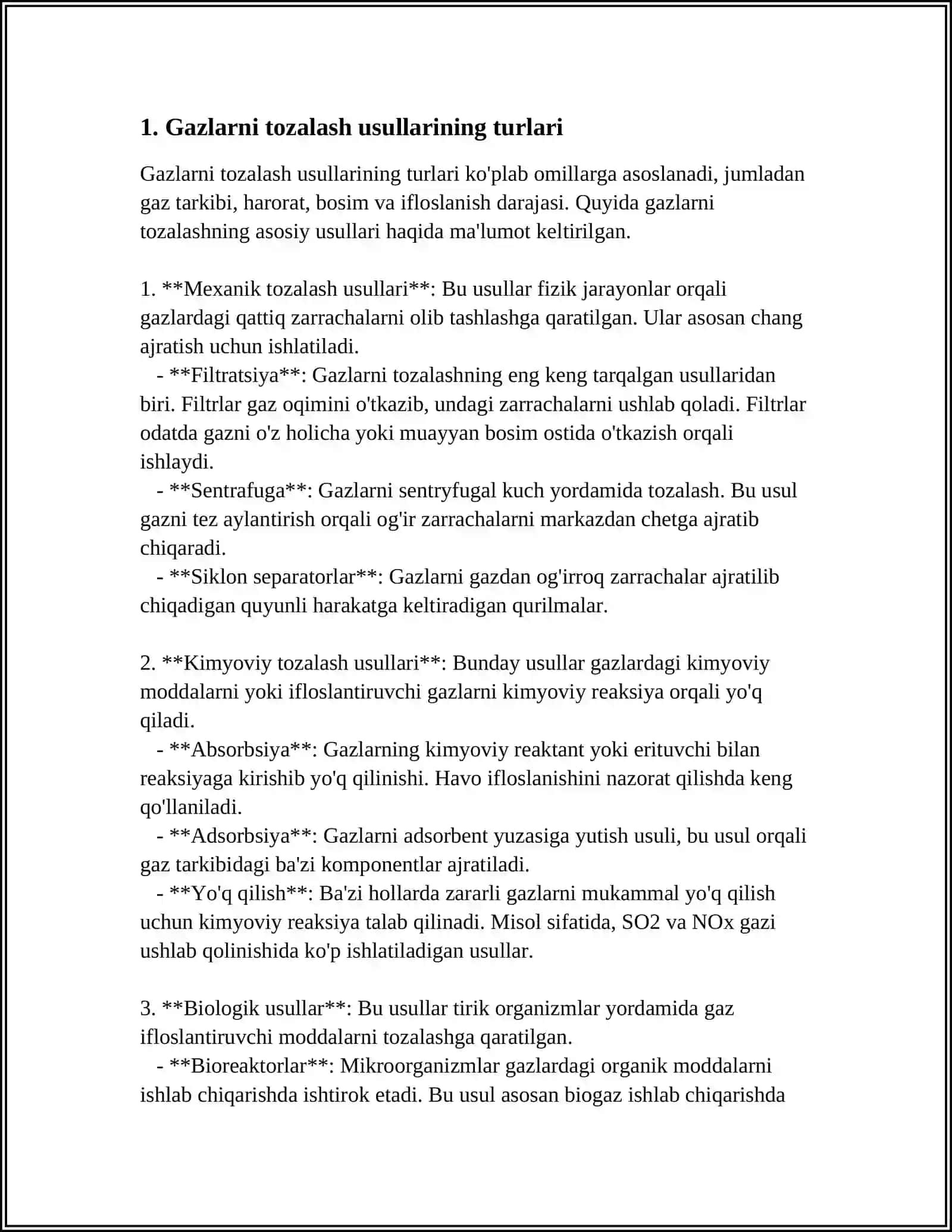 GAZLARNI MEXANIK ZARRALARDAN TOZALASH USULLARI 4