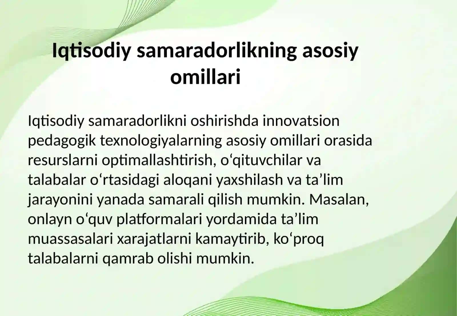 Uzluksiz ta’limda innovatsion pedagogik texnologiyalarning iqtisodiy samarasi 4