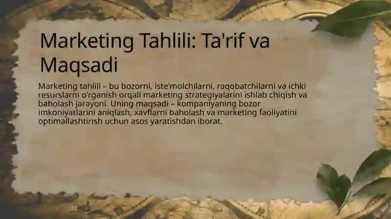 Xo'jalik subyektlarining marketing faoliyatida tahlil 4