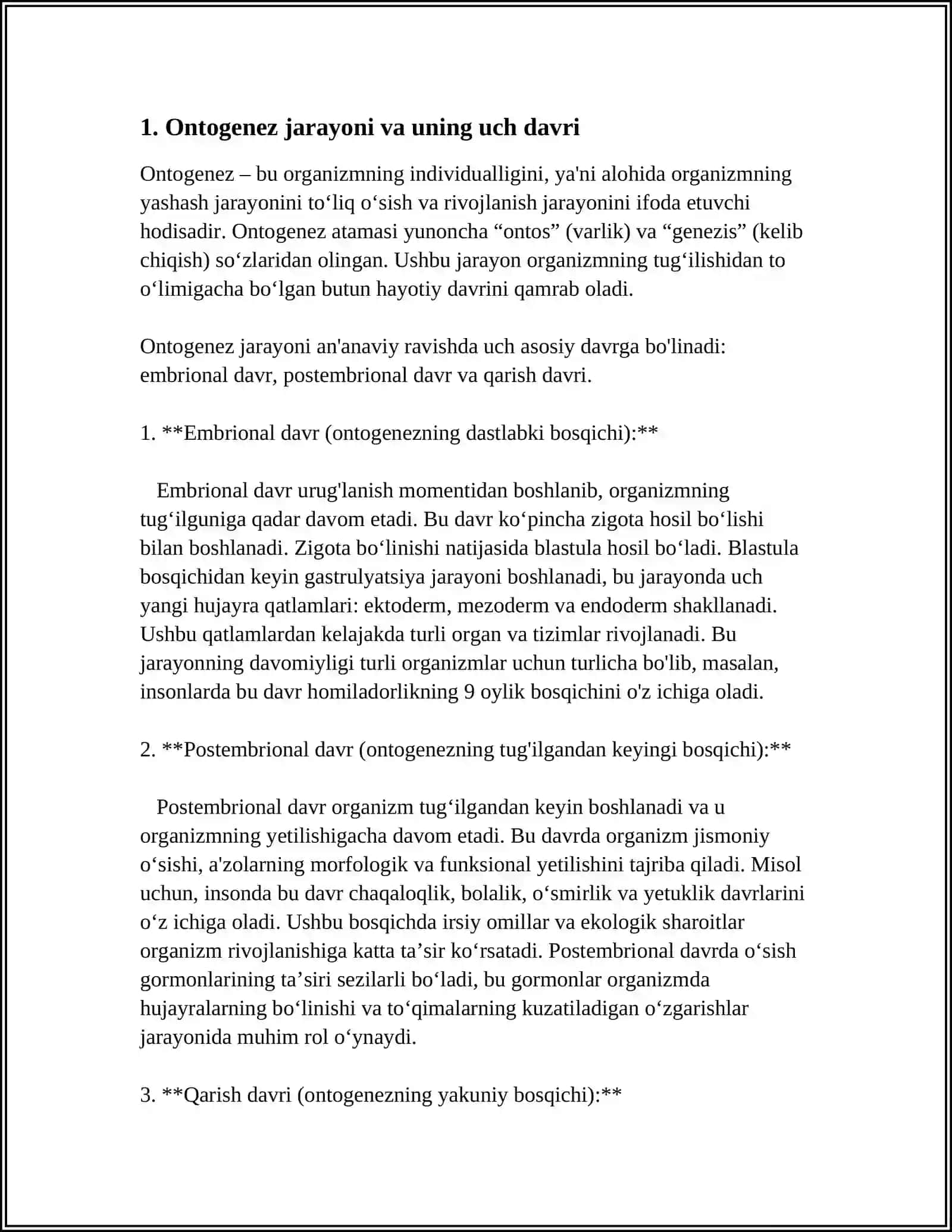 ONTOGENEZNING UCHTA DAVRI: TAYYORLOV, HOMILA DAVRI ( HOMILA RIVOJLANISHI) 4