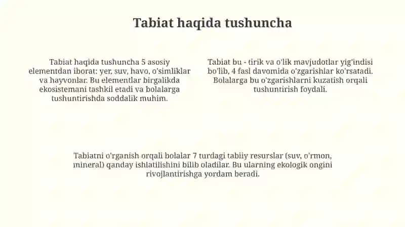 Bolalarni tabiat bilan tanishtirishda ogʻzaki metoddan foydalanish va uning mohiyati 4