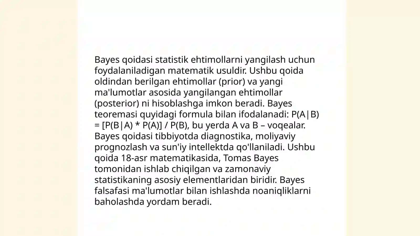 Hodisalarning bog’liqsizligi. To’la ehtimollik va Bayes formulalari 4