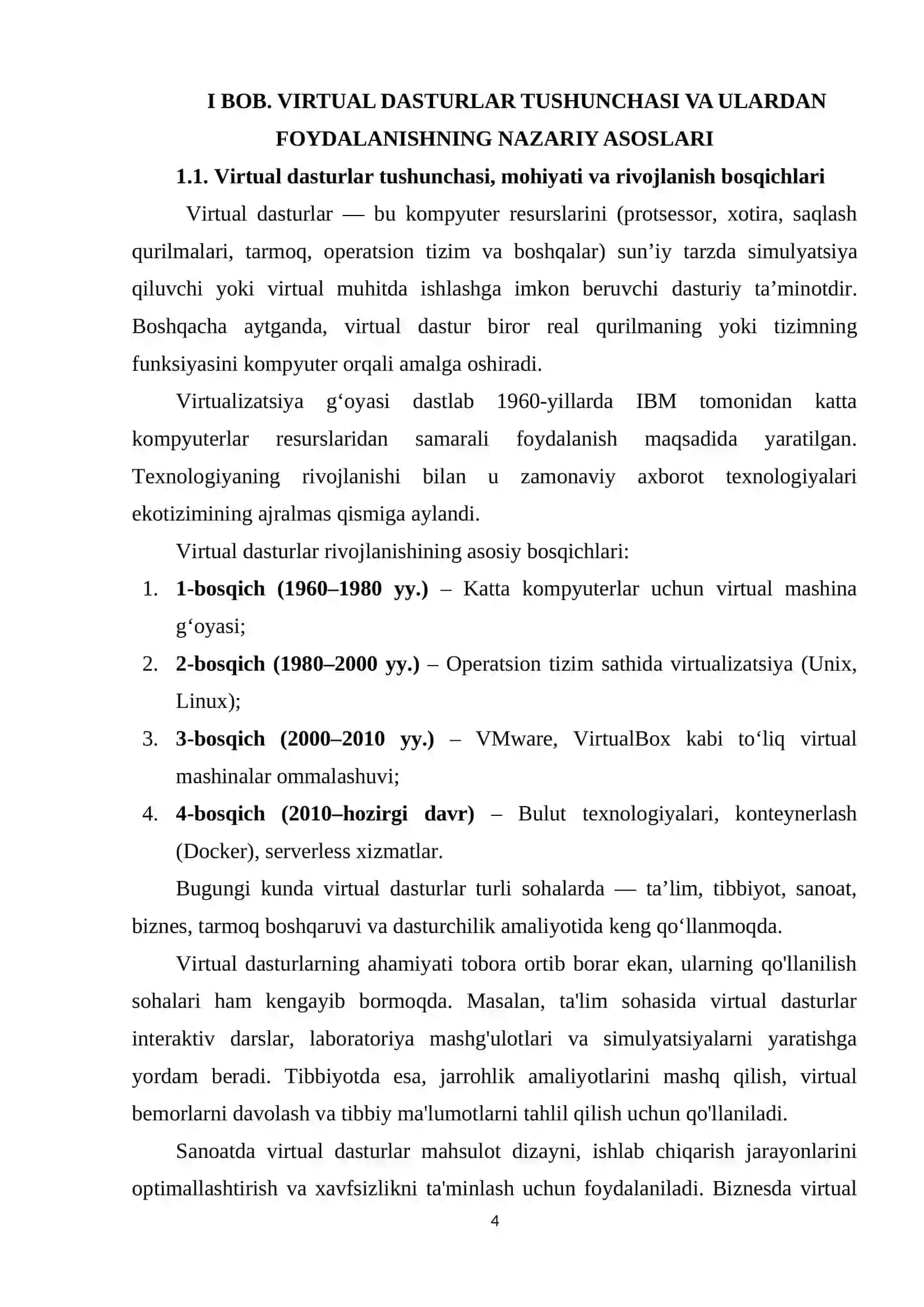 Virtual dasturlar va ulardan foydalanish. kurs ishi 4