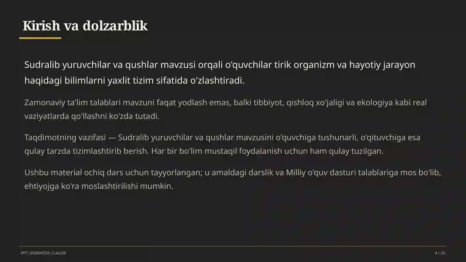 Sudralib yuruvchilar va qushlar (7-sinf) 4