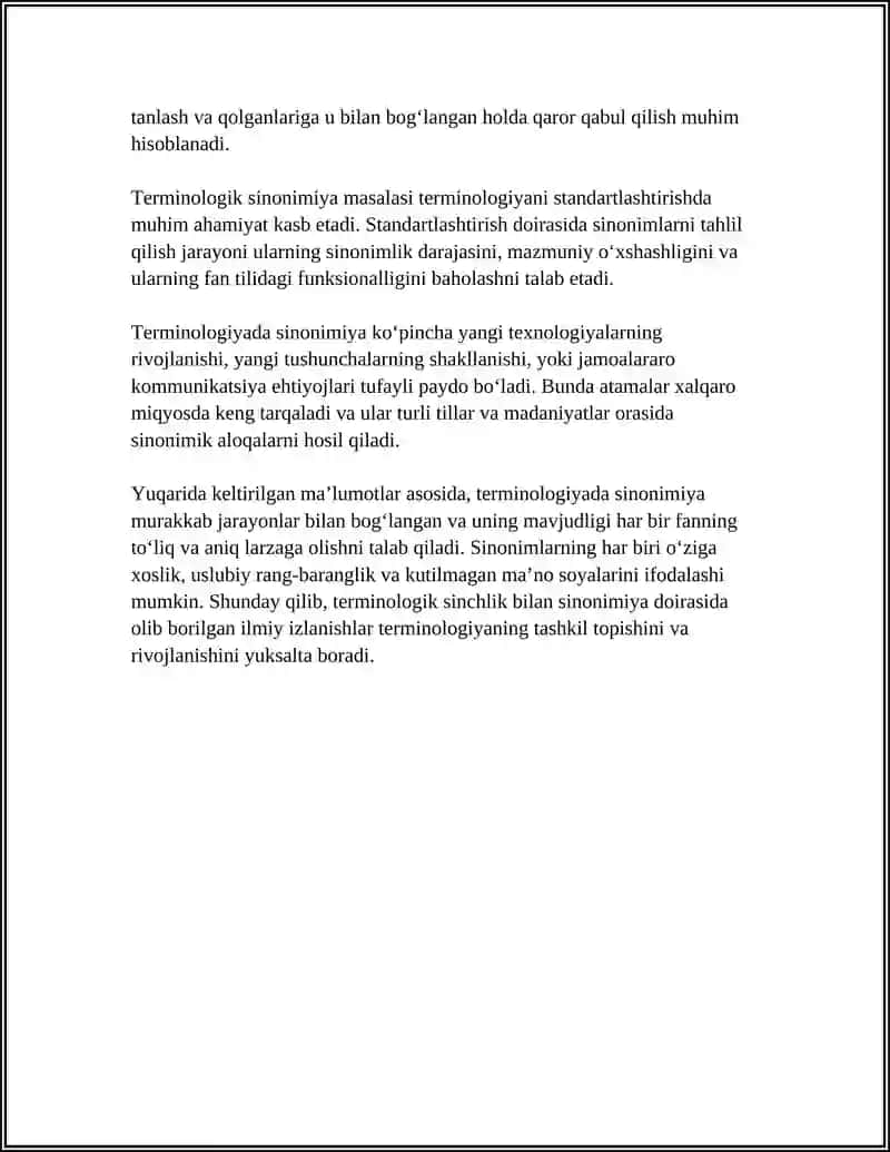 MAVZU: TERMINOLOGIYADAGI SINONIMIYA.TERMINOLOGIYADAGI ANTONIMIYA 4