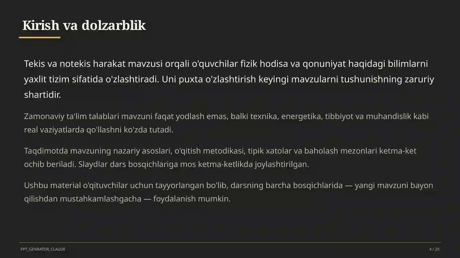 Tekis va notekis harakat (7-sinf) 4