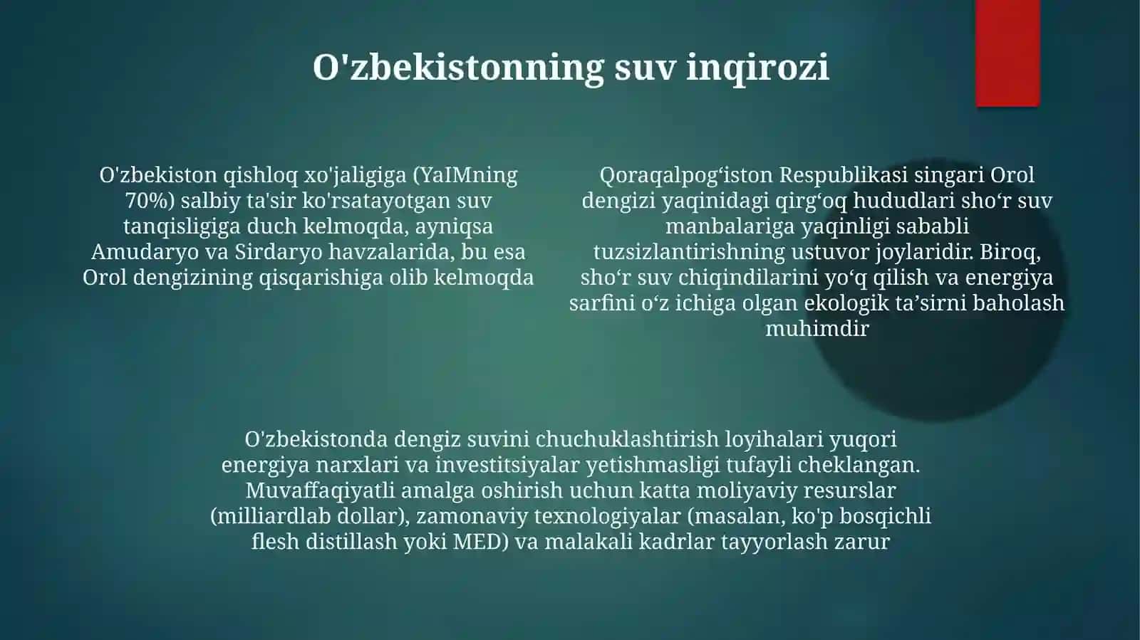 O'zbekiston sharoiati dasho'rsuvlarni chuchuklashtirish 4