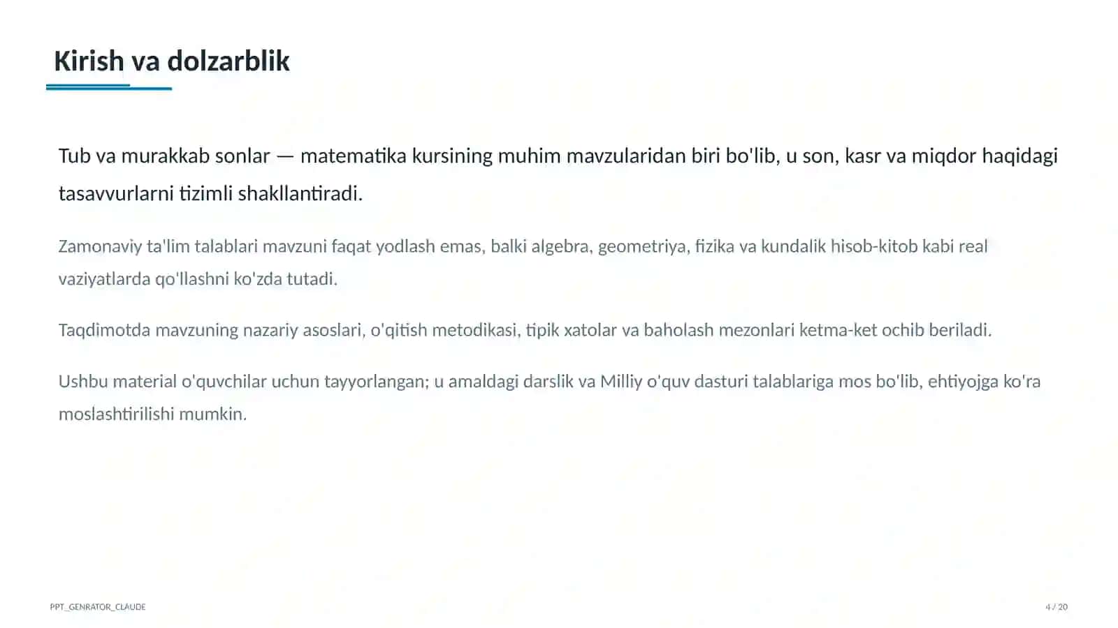 Tub va murakkab sonlar (5-sinf) 4