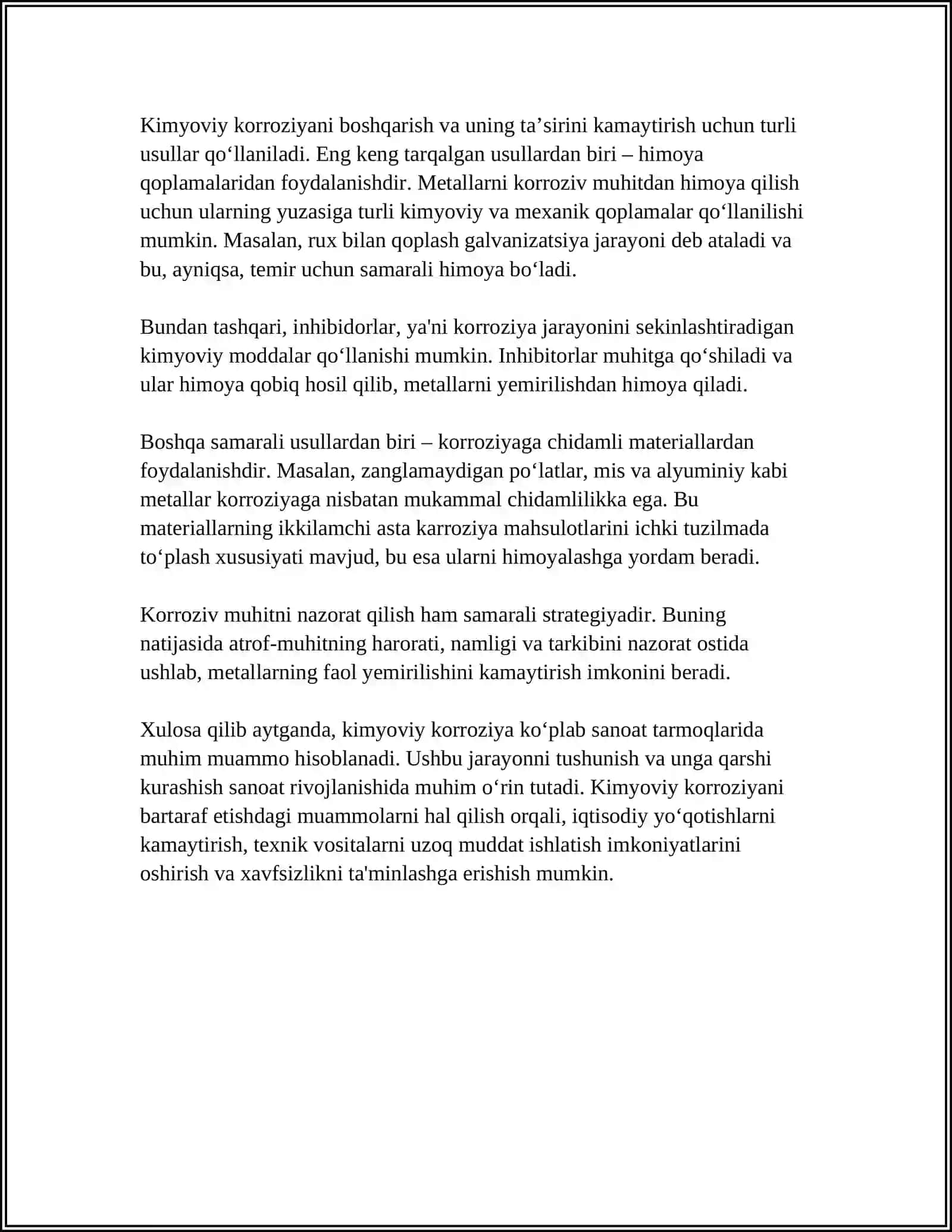 KARROZIYAGA OID TAJRIBALAR.ELEKTRAKIMYOVIY KARROZIYALAR 4