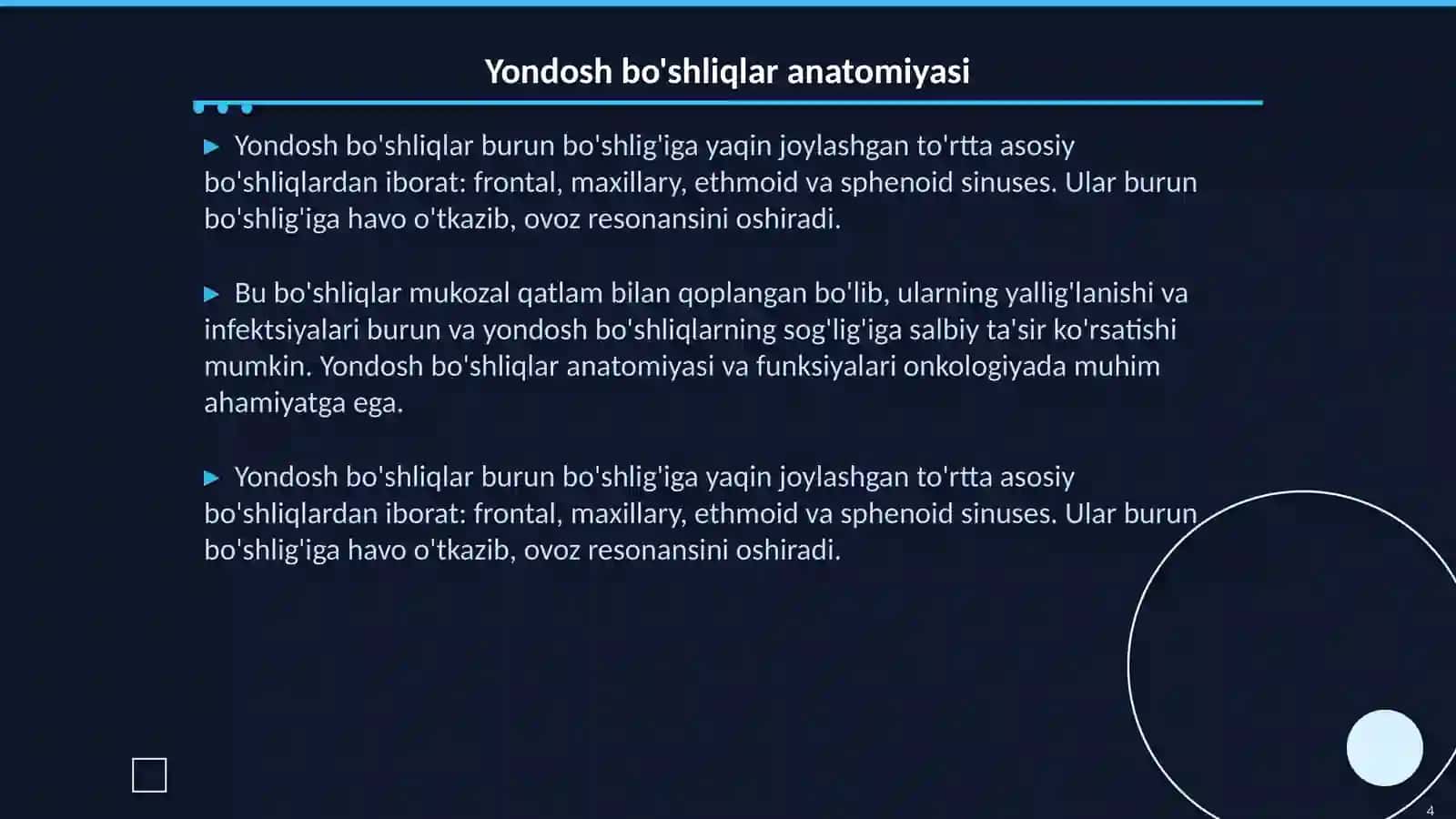 Burun va Yondosh Boʻshliqlar Onkologiyasi (Nasal Cavity and Paranasal Sinuses) 4