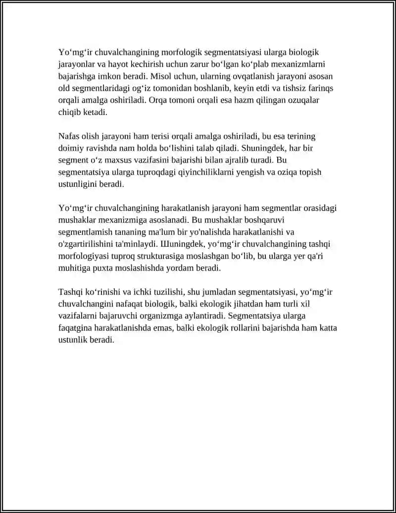 Yomgʻir Chuvalchangining Biologik va Ekologik Xususiyatlari 4