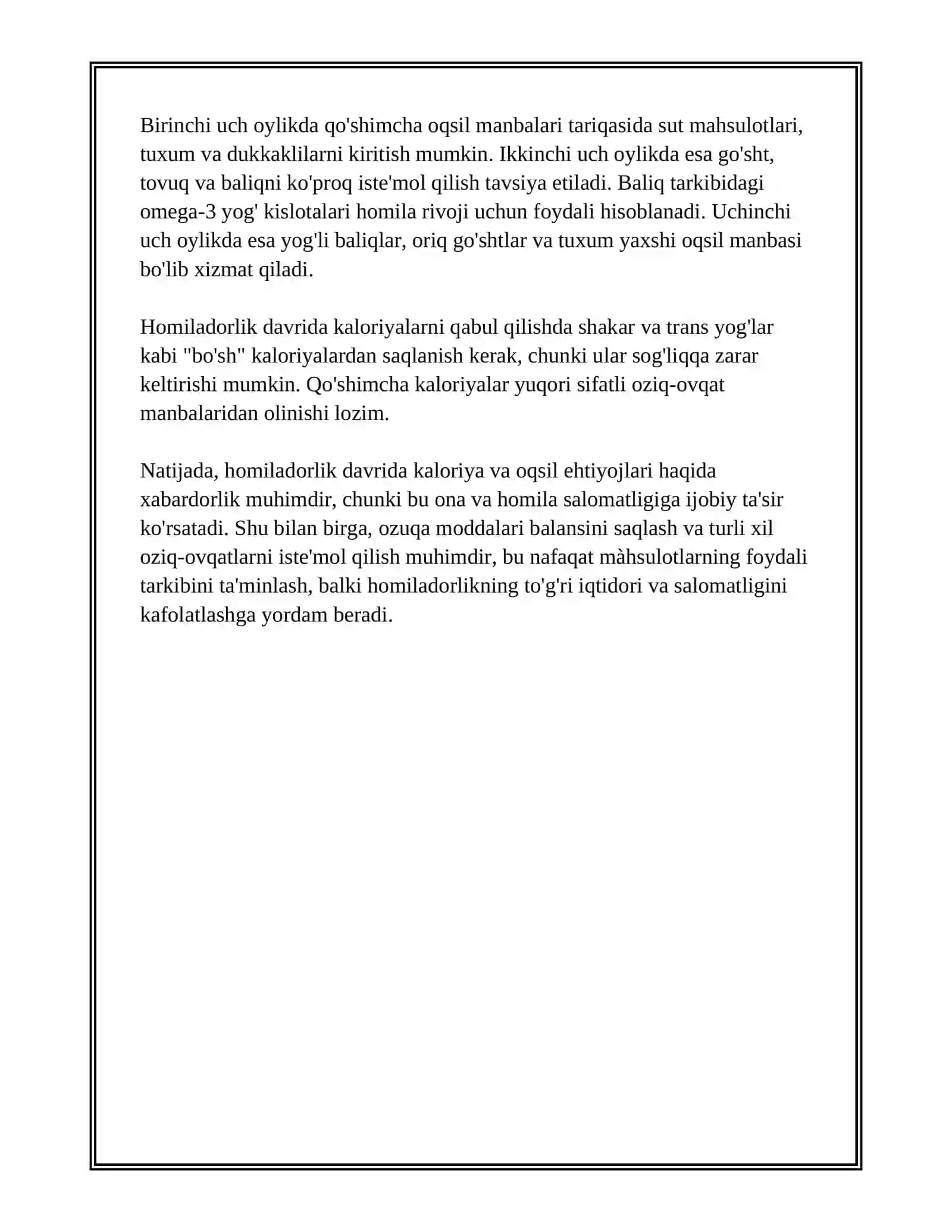 HOMILADORLAR KÓZI YORIGAN VA EMIZIKLI AYYOLARNI OQATLANISH JIHATLARI 4