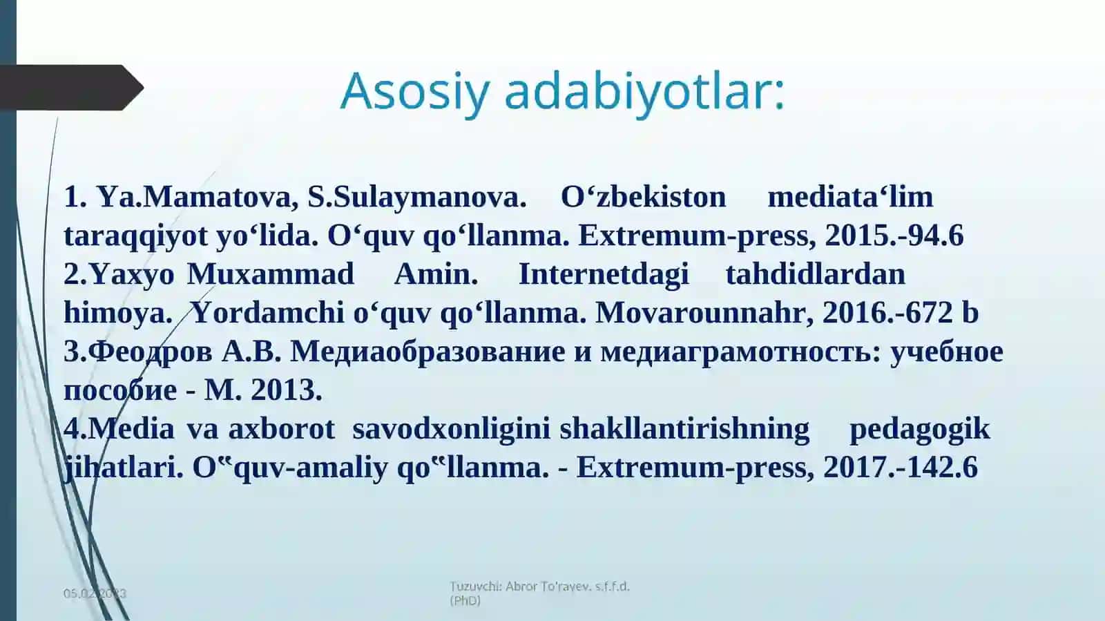 Mediasavodxonlik va axborot madaniyati 4