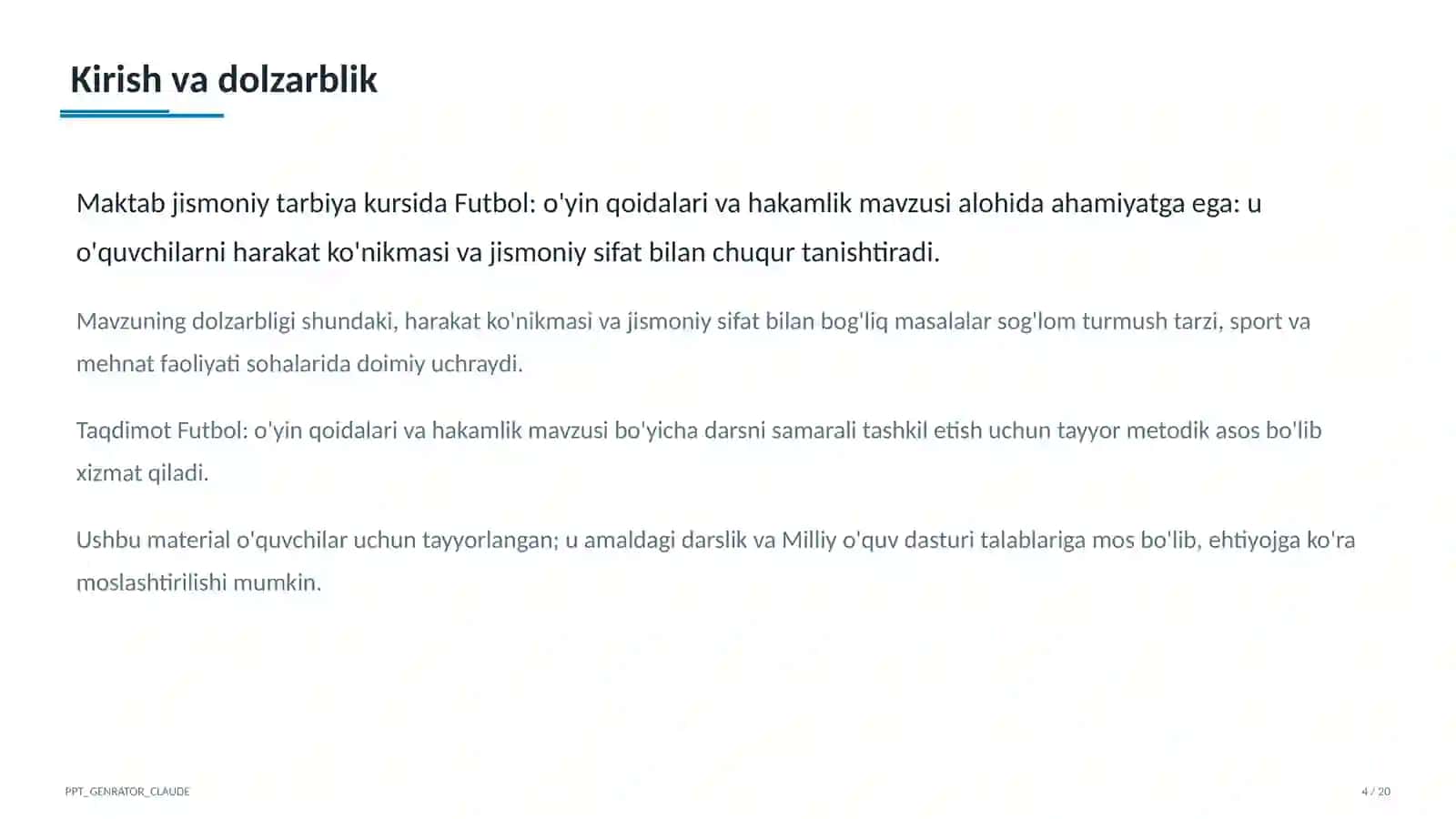Futbol: o'yin qoidalari va hakamlik (9-sinf) 4